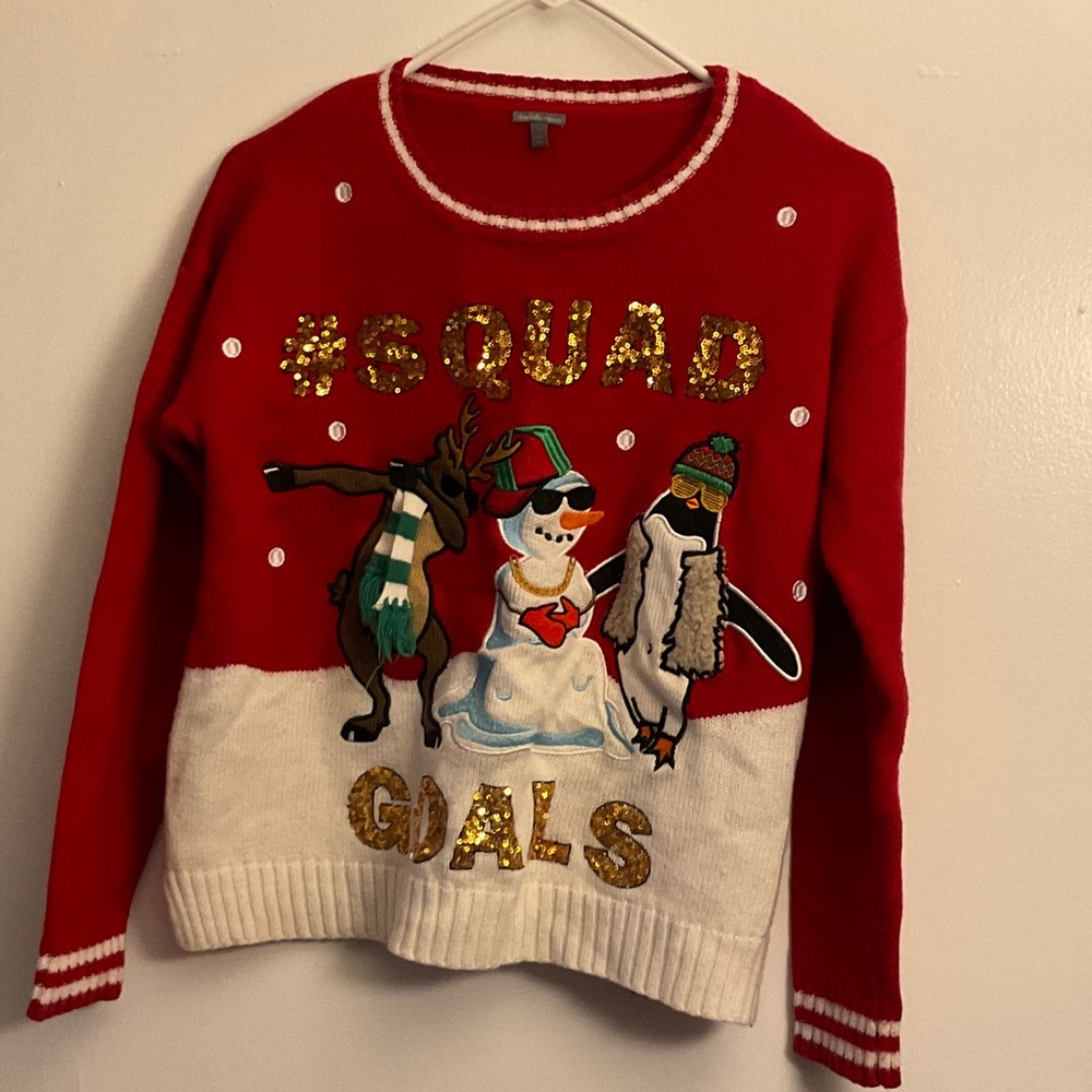 Charlotte Russe Red and White Festive Sweater